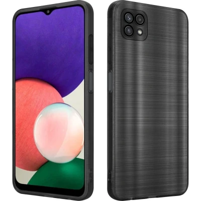 Afbeelding van Cadorabo Hoesje geschikt voor Samsung Galaxy A22 5G in Brushed Zwart Beschermhoes Case Cover TPU silicone