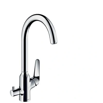 Afbeelding van hansgrohe Keukenkraan met apparaatstopkraan (kraan keuken 110 of 360 draaibaar, hoge comfort uitloop 220mm, standaardaansluitingen) chroom