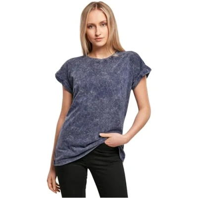 Afbeelding van Damesshirt &#039;Washed Extended Shoulder T&#039; Indigo White L