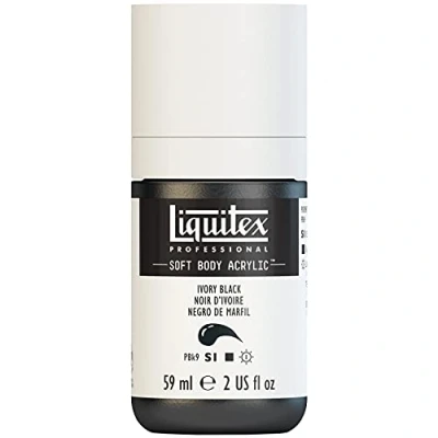 Afbeelding van Liquitex 1959244 Professional Acrylfarbe Soft Body Künstlerfarbe in cremiger deckender Konsistenz, hohe Pigmentierung, lichtecht &amp; alterungsbeständig, 59ml Flasche Elfenbeinschwarz