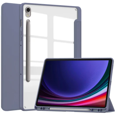 Afbeelding van Samsung Galaxy Tab S9 Hoes: iMoshion Trifold Hardcase Bookcase Shockproof/Valbescherming Hardcase,Bookcase Paars Kunststof Tablet Hoezen