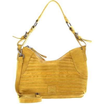 Afbeelding van FREDsBRUDER Leren Schoudertas Fectors Midi Hobo Bag Capri Yellow Mosterdgeel