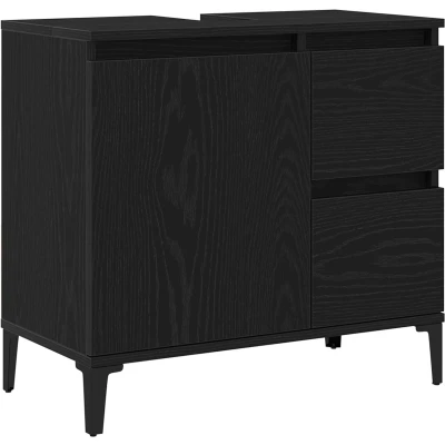 Afbeelding van vidaXL Eigentijdse zwart eiken badkamercommode met veel opbergruimte houtmateriaal stijlvolle afwerking ideaal voor make up en lichaamsverzorging perfecte meubelstations volwassenen