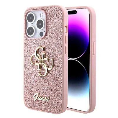 Afbeelding van Guess 4G Logo Glitter Back Case voor Apple iPhone 15 Pro (6.1&quot;) Roze