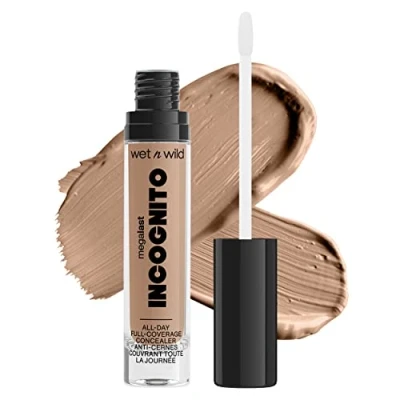 Afbeelding van Wet n Wild, Megalast Incognito Full Coverage Concealer, Naadloos en Rijk aan Pigmenten, Medium tot Volledige Dekking, Matte Finish, Voedende Hydraterende Formule, met Shea Butter, Light Honey