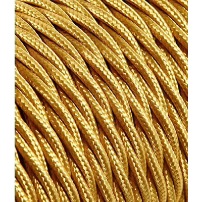Afbeelding van Textielkabel voor lamp, stoffen kabel 2 aderig (2 x 0,75 mm²) goud. Made in Italy (5 meter)