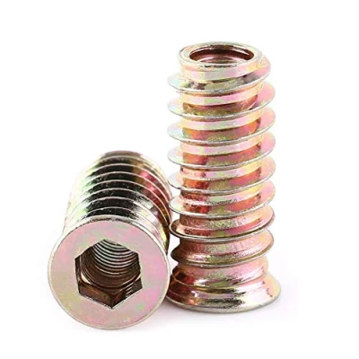 Afbeelding van 20 stks Carbon Steel Hex Socket, Drive Insert Nuts, Head Nut, Schroefdraad Voor Houten Meubels, Verzinkt Koolstofstaal Materiaal(M6*25mm)