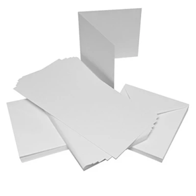 Afbeelding van Craft UK W101 6 x 6&quot; gehamerd kaart en envelop pak van 50 Wit