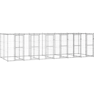Afbeelding van vidaXL Hondenkennel met dak 14,52 m² gegalvaniseerd staal