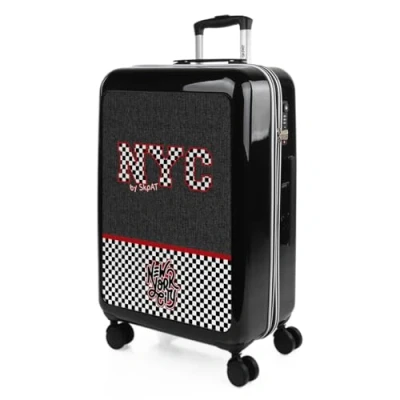 Afbeelding van SKPAT Koffer en Handbagage 55x35x25 Cabin Luggage, Carry On Suitcase, Suitcase. Combinatie Hangslot, Neger Schaken