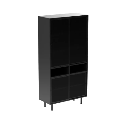 Afbeelding van Nordic Home Sadie wandkast 180 cm zwart Metaal