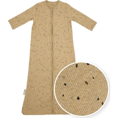 Afbeelding van Meyco baby Rib Mini Spot slaapzak met mouwen toffee melange 90cm 1.0 TOG