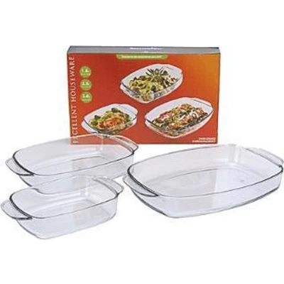 Afbeelding van Ovenschaal Set Glas 3 Stuks