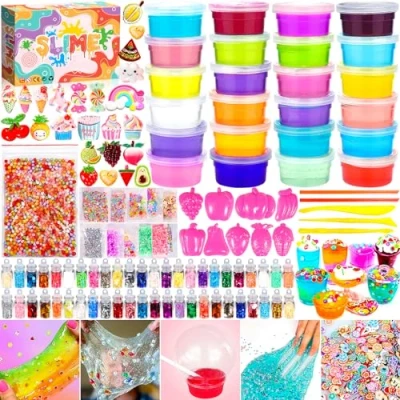 Afbeelding van Purpledi p shuijinni890 Doe het zelf slijmset, slijm maken, met 24 kleuren, kristal, glitterslijm, slime charms, glitterpoeder en meer, voor kunsthandwerk, cadeau kinderen