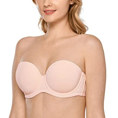 Afbeelding van Delimira Dames Onderdraad Contour Multiway Volledige Dekking Strapless BH Plus Size Abrikoos Roze 80D