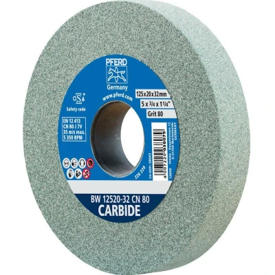 Afbeelding van PFERD slijpschijf CARBIDE, 125x20x32mm, SiC 80, 39009723 zachte, agressieve voor harde materialen, bijv. hardmetaal, met verloophulzen (25/20/16mm)