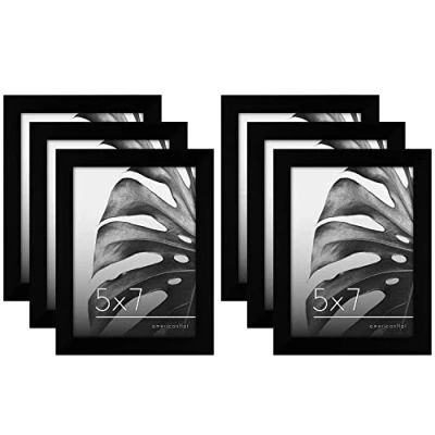 Afbeelding van Americanflat 6 Stuk 5x7 Gallery Muur Picture Frame Set in Zwart Composiet Hout met gepolijst plexiglas Horizontale en verticale formaten voor Tablet