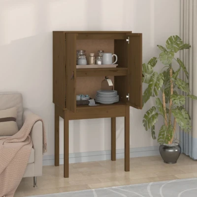 Afbeelding van Hoge kast 60x40x120 cm massief grenenhout honingbruin