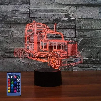 Afbeelding van Creatieve 3D Vrachtwagen Nachtlampje USB Aangedreven Afstandsbediening Raak Schakelaar Decor Tafellamp 7/16 Kleur Veranderende LED Verjaardagscadeau Kinderen Cadeau Kerst Decoratie