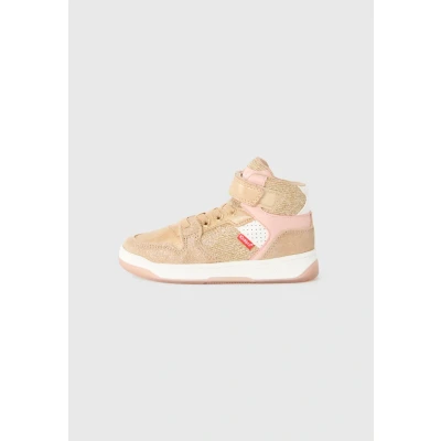 Afbeelding van Kickers Uniseks Kickado sneakers voor kinderen, Beige Roze Glitter, 33 EU