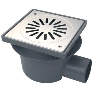 Afbeelding van Aquaberg ABS vloerput met RVS rooster vastgeschroefd, zijruitl.