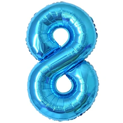 Afbeelding van Verjaardagscijfer ballon 8 jaar blauwe folieballon XXL enorme in 40 101 cm verjaardagsdecoratie cijfer decoratie voor verjaardag .vliegen met helium
