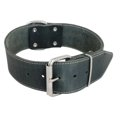 Afbeelding van JACK AND VANILLA, Brede hondenhalsband, model vet leer, kleur grijs, afmetingen 50 mm x 60 cm