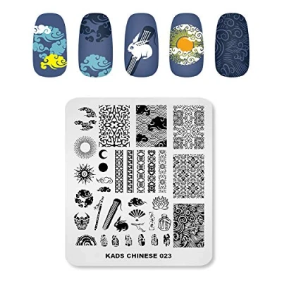Afbeelding van KADS Nail Stempelen Plaat Chinese Stijl Art Stempel Sjabloon Bamboe Lotus DIY Afbeelding Template Manicure Stencil Gereedschap (CN023)