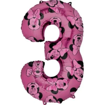 Afbeelding van Amscan Folieballon Minnie Mouse 3 Jaar Junior 43 X 66 Cm Roze