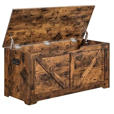 Afbeelding van VASAGLE Opbergdoos, Opbergbank, Schoenbank, Schuur, 100 x 40 46 cm, voor hal, slaapkamer, woonkamer, rustiek bruin LSB060T01
