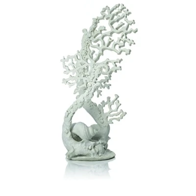 Afbeelding van OASE biOrb waaierkoraal ornament aquariumdecoratie in de vorm van een koraal met schelpen, accessoire voor aquariumbekken, 360 graden model wit