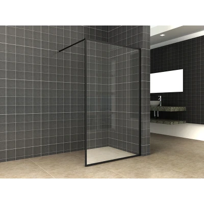 Afbeelding van Wiesbaden Square inloopdouche 1200x2000 10mm nano helder glas/mat zwart