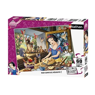 Afbeelding van Nathan Kinderpuzzel 60 stukjes Sneeuwwitje maakt bakken Disney Meisjes of jongens vanaf 6 jaar Hoogwaardige puzzel dik en duurzaam karton prinsessen 86554