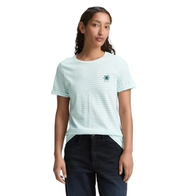 Afbeelding van TOM Tailor MIT Streifenmuster Tshirt print, Dames, Maat: Medium, Blue white irregular stripe