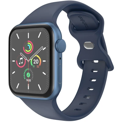 Afbeelding van Apple Watch Siliconen+ bandje Donkerblauw Geschikt voor Series 1/2/3/4/5/6/7/8/9/10/SE/Ultra/Ultra 2 (44/45/46/49 mm) Midnight