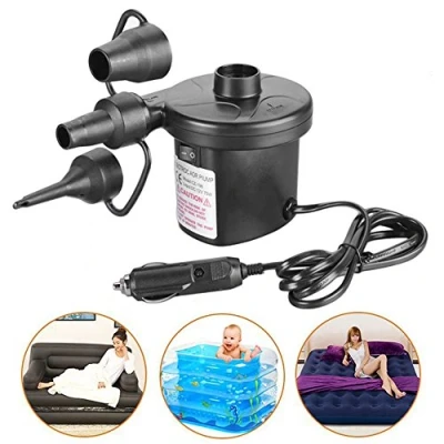 Afbeelding van Cheeroyal Autolader Elektrische luchtpomp, Automatische Opblaasbare Boot Pomp 3 Nozzle Universele Kleppen Opblazen en Leegen voor Tuin Thuis Vakantie Camping Luchtbed, Strand Inflatables