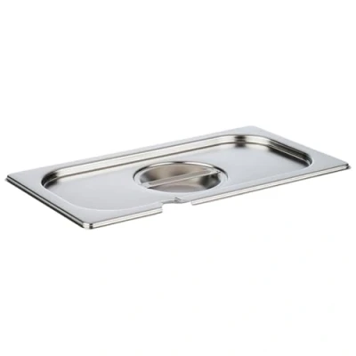 Afbeelding van APS 81391 GN 1/3 deksel met lepeluitsparing, roestvrij staal, afmetingen 175 x 325 mm/hoogte 30 mm