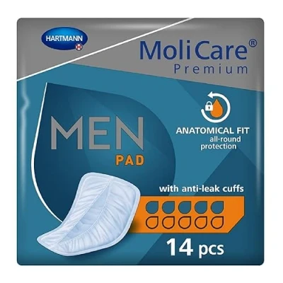 Afbeelding van MoliCare Mannen Pad 5 druppels incontinentie pads voor mannen, bescherming tegen matige lekken met anti lek beschermers, direct droog gevoel, geavanceerde huidbescherming, 168 stuks
