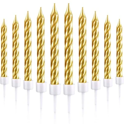 Afbeelding van 50 Stuks Spiraal Taart Kaarsen in Houders Metallic Cake Cupcake Korte Dunne Cakekaarsen voor Verjaardag Bruiloft Taartversieringen