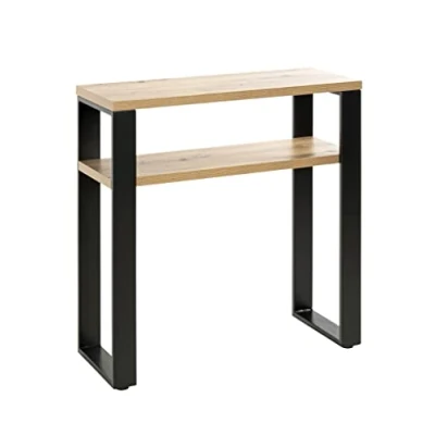 Afbeelding van HAKU Möbel Console eiken, zwart, MDF, metaal Maat: B 70 cm x H 75 D 28 cm, Stijl: Modern