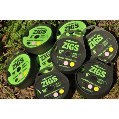 Afbeelding van Korda Ready Zigs Barbed (3 pcs) Haak Mixa size 10 3.6kg (incl Free Hookbaits) Maat : 8ft (2.44m)