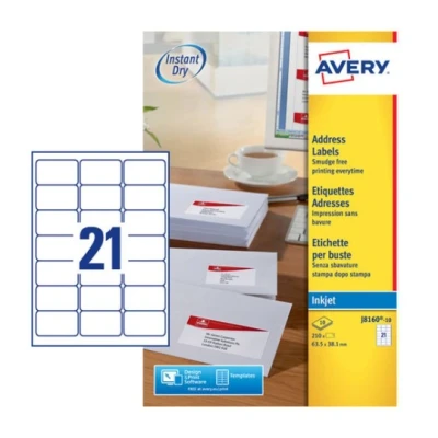 Afbeelding van Avery J8160 10 adresetiketten 63,5 x 38,1 mm (210 stuks)