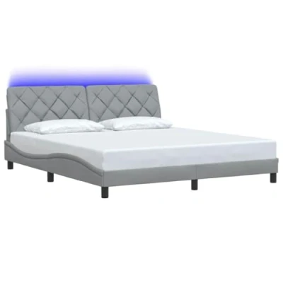 Afbeelding van vidaXL Bedframe met LED zonder matras stof 180x200 cm lichtgrijs