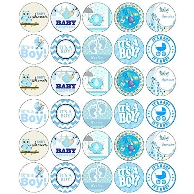Afbeelding van 30 Baby Shower Boy Cupcake Toppers Eetbare Wafer Papier Fairy Cake Verjaardag Cakes