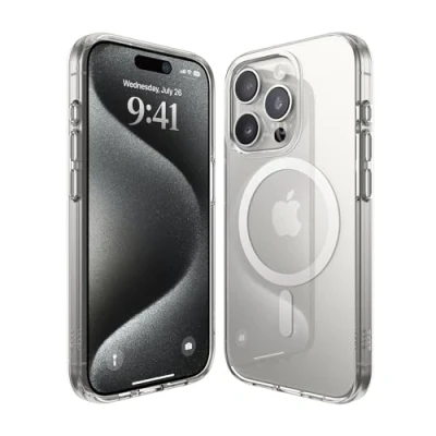 Afbeelding van elago Magnetic Hybrid Duidelijke Hoesje Compatibel met iPhone 15 Pro Case, MagSafe, PC + TPU Hybride, US Militaire Dalingsbescherming, het Verminderde Vergeelt (Wit)