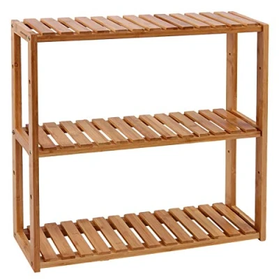 Afbeelding van SONGMICS Badkamerrek van bamboe, plantenrek met 3 verstelbare planken, wandmontage of vrijstaand, woonkamer, hal keuken, 60 x 15 54 cm, natuurlijk BCB13Y