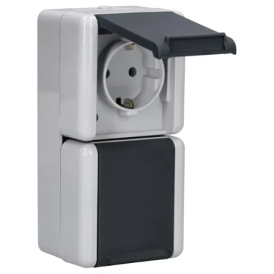 Afbeelding van Jung stopcontact WG800 2 voudig grijs RAL7035 822W