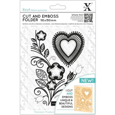 Afbeelding van 110 x 150mm Cut &amp; Emboss Folder Folk Heart