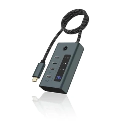 Afbeelding van ICY BOX IB HUB1454 C31 USB 3.2 Gen 1 (3.1 1) Type C 10000 Mbit/s Blauw, Grijs