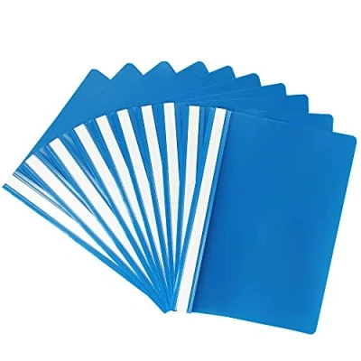 Afbeelding van Netuno 10 x snelhechtmappen van kunststof, DIN A4, schoolsnelhechters met labelstrips, transparante plastic nietjes, gekleurd, glashelder voorblad voor school, kantoor, thuis, ordner, dossiers om op